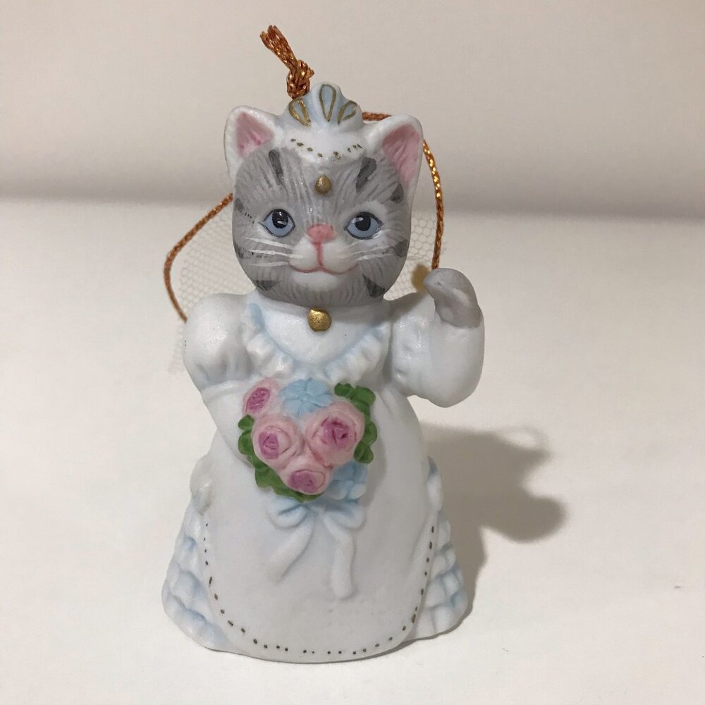 Kitty Cucumber Figurine Ornament Shackman Schmid Vintage 1989 The Bride To Be